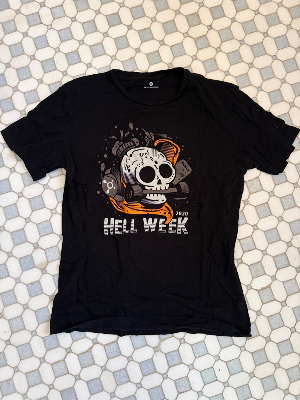 Orangetheory Black 'Hell Week 2020' Skull Graphic Tee with Orange Accents